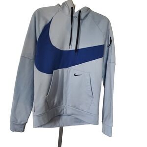 Nike Mens Therma-FIT Oversized Swoosh Hoodie Blue Pullover Medium Unisex‎ Women
